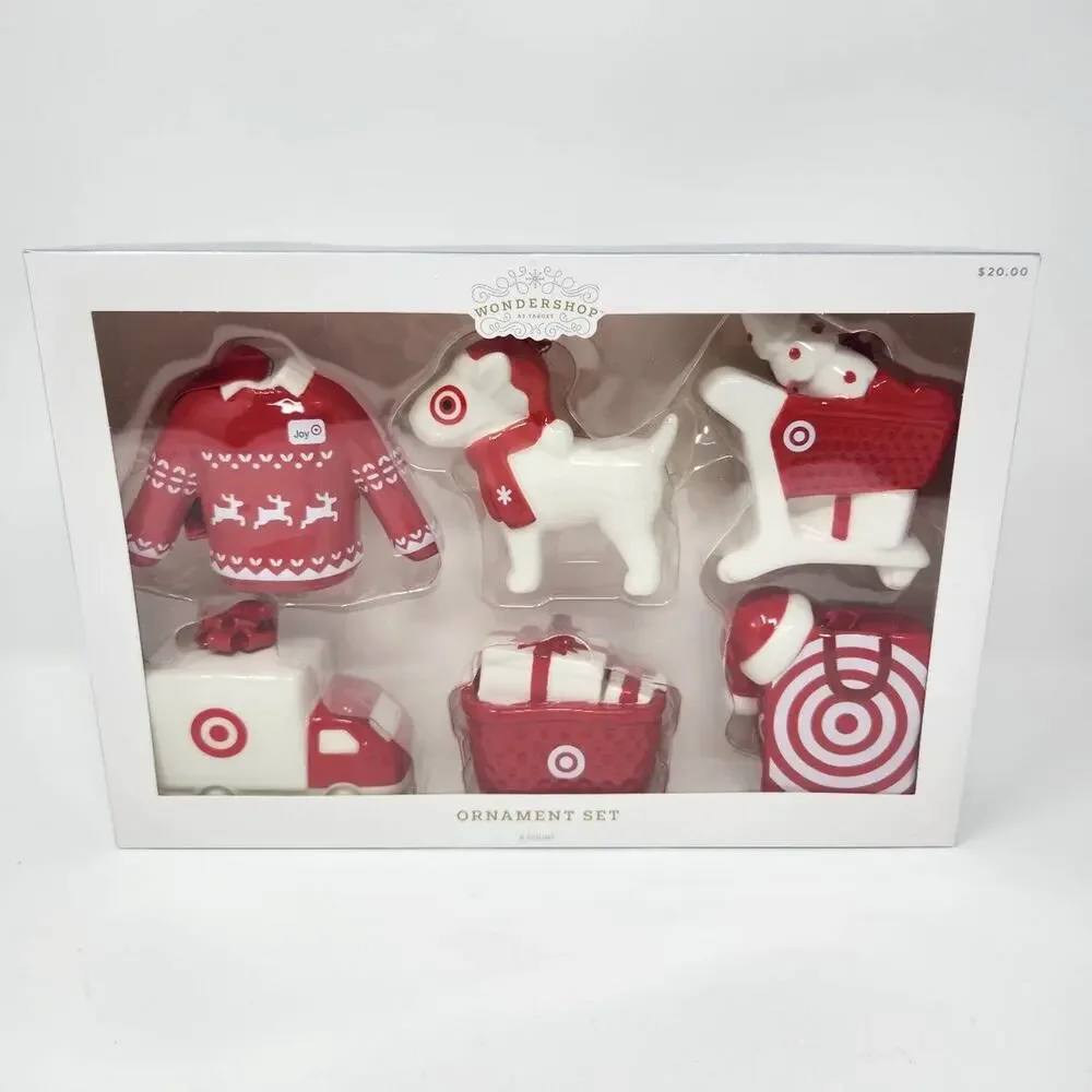 Target Bullseye Wondershop Ceramic Ornament Set of 6